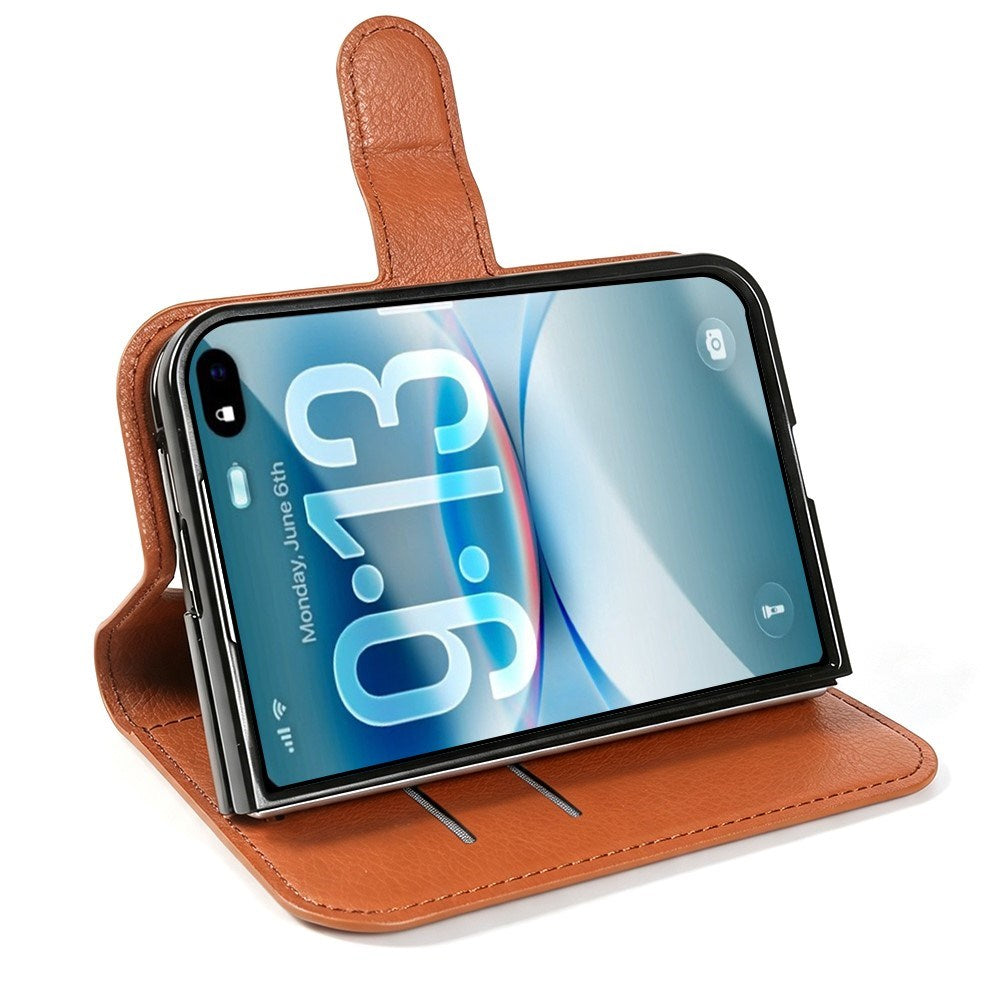 iPhone Fold EIDERWOOD Kunstlæder Flip Cover m. Kortholder & Ståfunktion - Brun