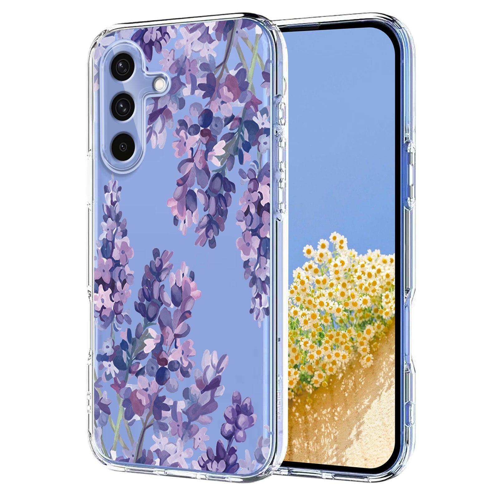 Samsung Galaxy S26 FE EIDERWOOD Fleksibel Plastik Cover m. Blomstermotiv - Gennemsigtig / Blåregn