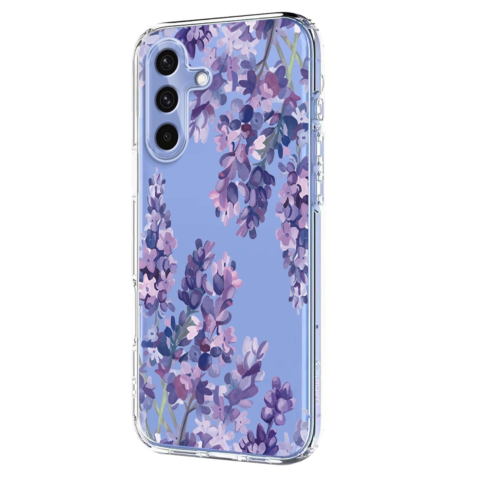 Samsung Galaxy S26 FE EIDERWOOD Fleksibel Plastik Cover m. Blomstermotiv - Gennemsigtig / Blåregn