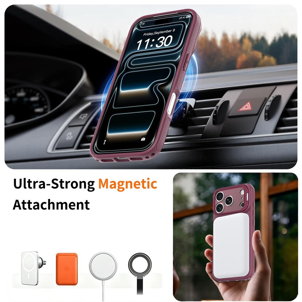 iPhone 18 Pro Max / 17 Pro Max Hybrid Plast Cover m. Stødabsorberende Kanter & Kickstand - MagSafe Kompatibel - Rød