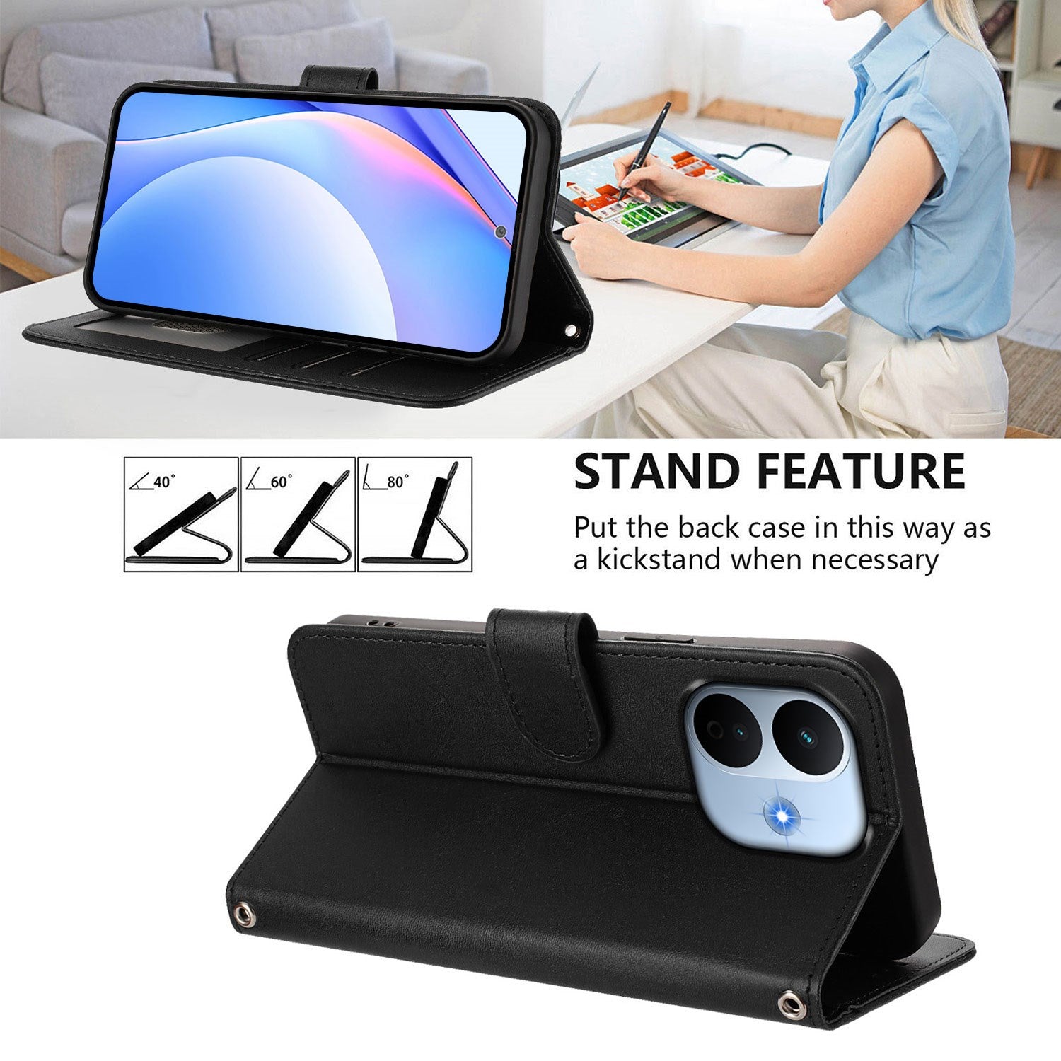 Xiaomi Redmi Note 17 Pro Max (5G) EIDERWOOD Kunstlæder Flip Cover m. Strop - Sort