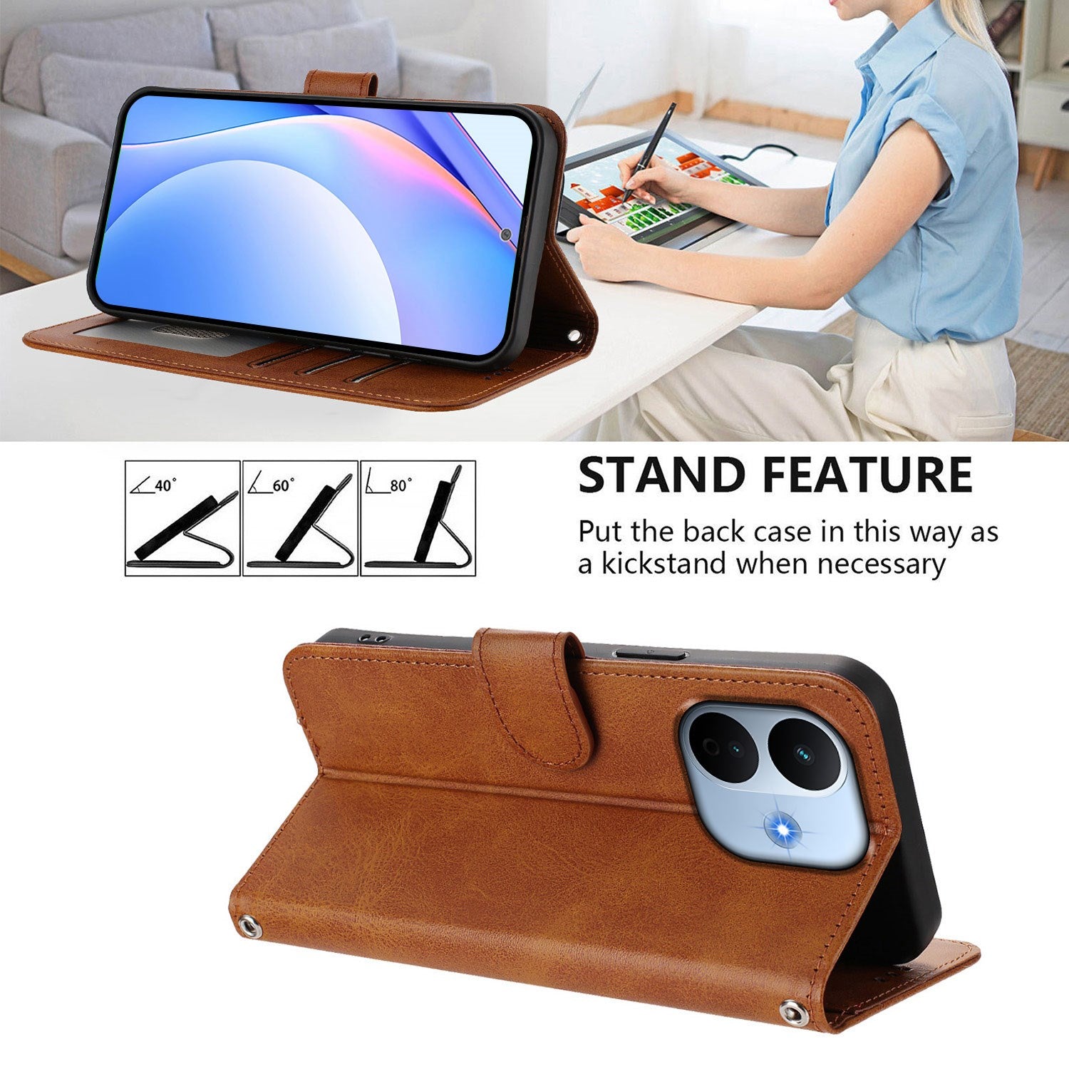 Xiaomi Redmi Note 17 Pro Max (5G) EIDERWOOD Kunstlæder Flip Cover m. Strop - Brun