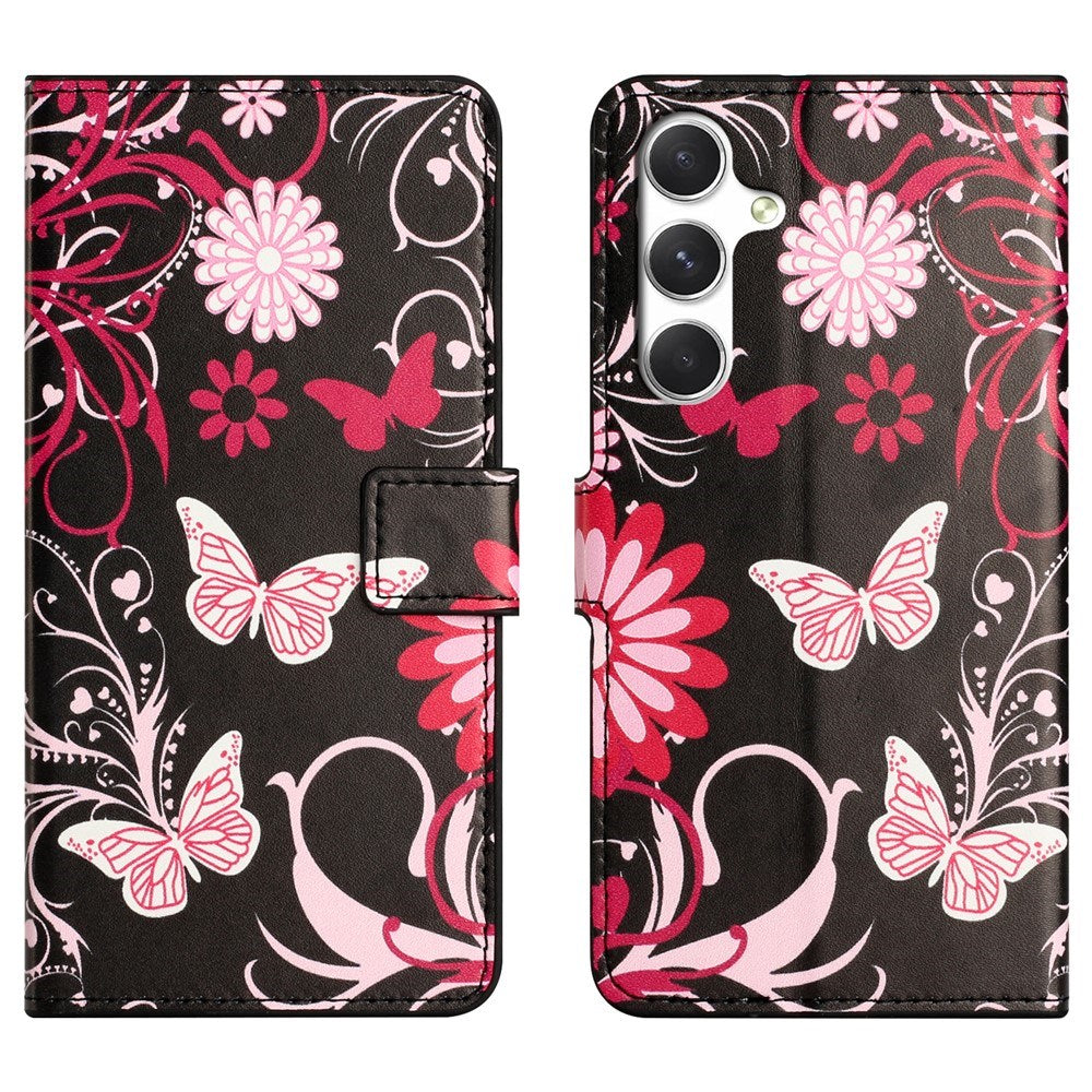 Samsung Galaxy S26 FE EIDERWOOD Flip Cover m. Kortholder og Ståfunktion - Sort / Sommerfugle
