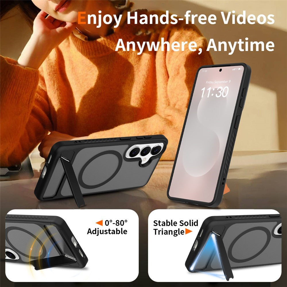 Samsung Galaxy S26 FE / S25 FE EIDERWOOD Hybrid Cover m. Kickstand - MagSafe Kompatibel - Sort