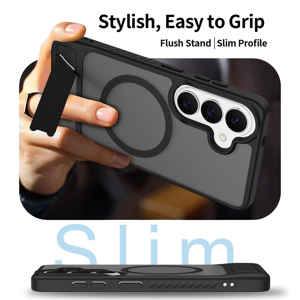 Samsung Galaxy S26 FE / S25 FE EIDERWOOD Hybrid Cover m. Kickstand - MagSafe Kompatibel - Sort
