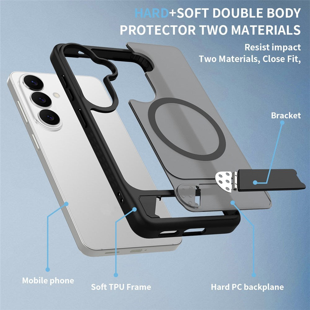 Samsung Galaxy S26 FE / S25 FE EIDERWOOD Hybrid Cover m. Kickstand - MagSafe Kompatibel - Sort