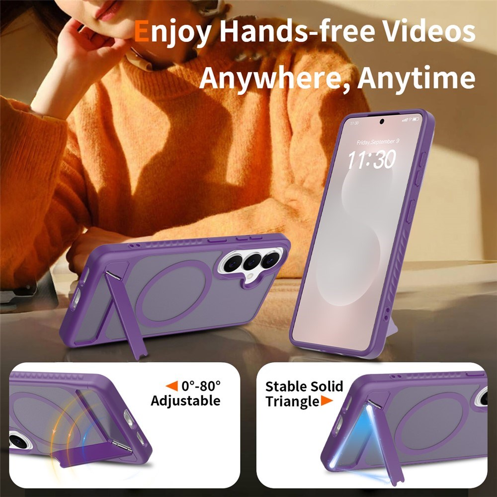 Samsung Galaxy S26 FE / S25 FE EIDERWOOD Hybrid Cover m. Kickstand - MagSafe Kompatibel - Lilla