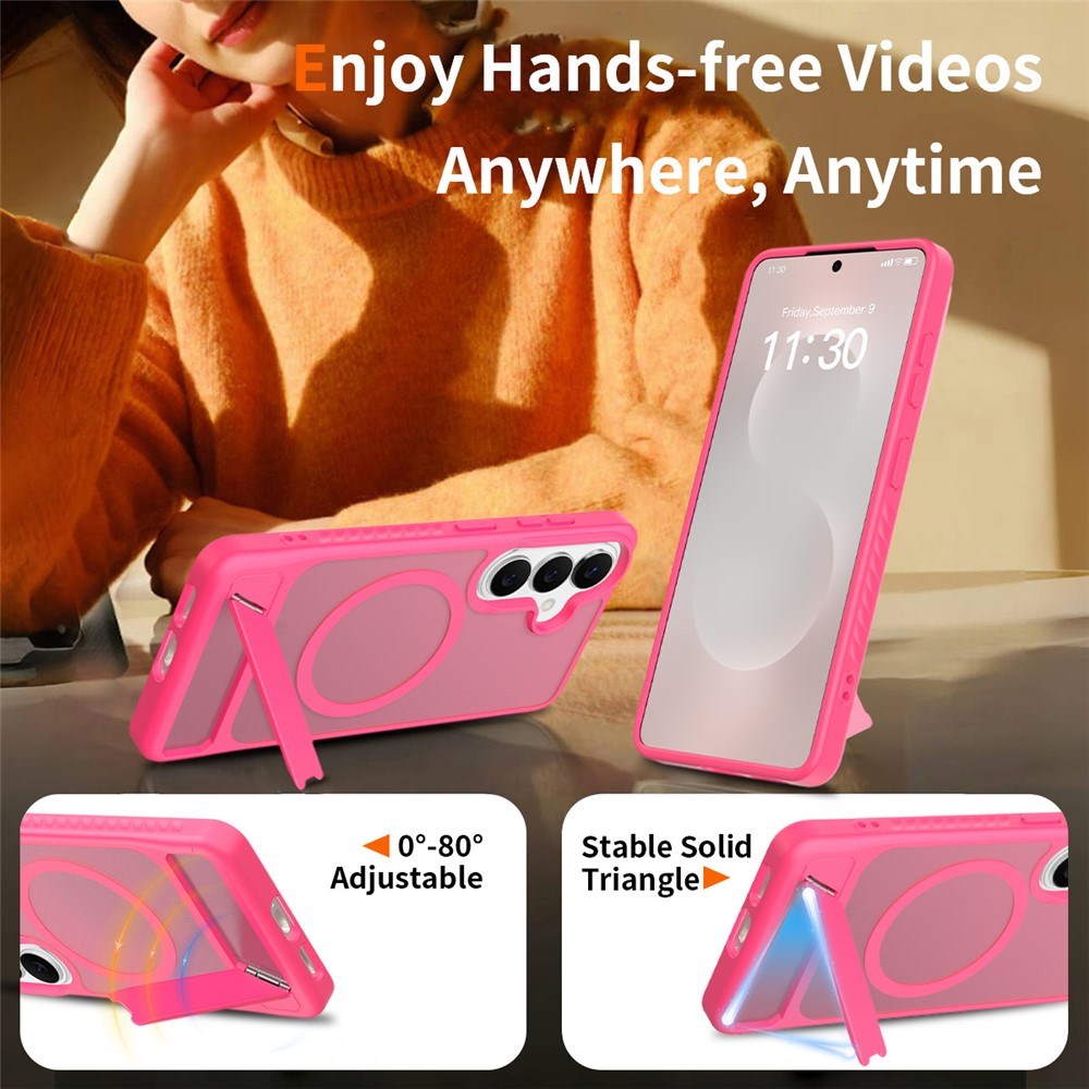 Samsung Galaxy S26 FE / S25 FE EIDERWOOD Hybrid Cover m. Kickstand - MagSafe Kompatibel - Pink