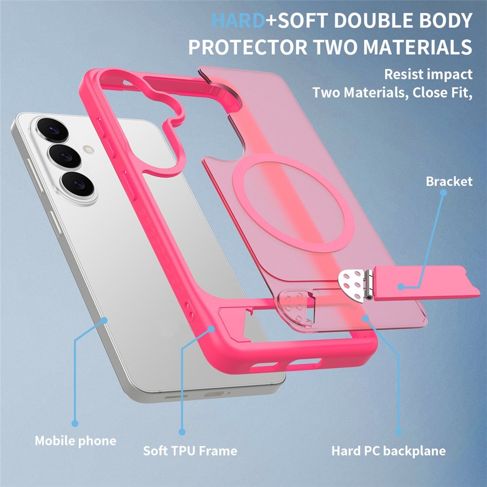 Samsung Galaxy S26 FE / S25 FE EIDERWOOD Hybrid Cover m. Kickstand - MagSafe Kompatibel - Pink