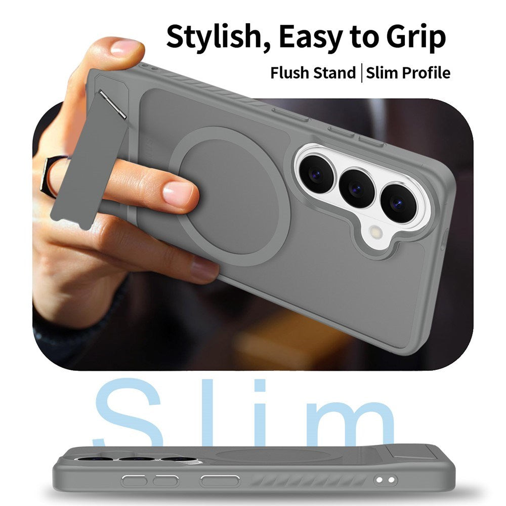 Samsung Galaxy S26 FE / S25 FE EIDERWOOD Hybrid Cover m. Kickstand - MagSafe Kompatibel - Grå