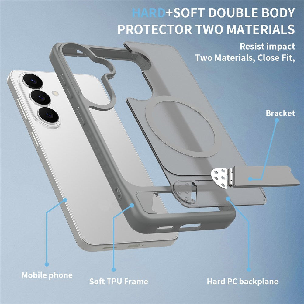 Samsung Galaxy S26 FE / S25 FE EIDERWOOD Hybrid Cover m. Kickstand - MagSafe Kompatibel - Grå
