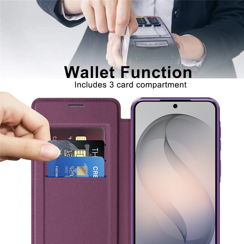 Samsung Galaxy S26 FE EIDERWOOD Flip Cover m. RFID Blokering og Kameralinsebeskyttelse - Lilla / Gennemsigtig
