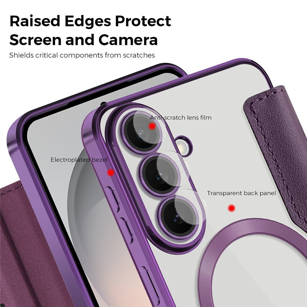 Samsung Galaxy S26 FE EIDERWOOD Flip Cover m. RFID Blokering og Kameralinsebeskyttelse - Lilla / Gennemsigtig