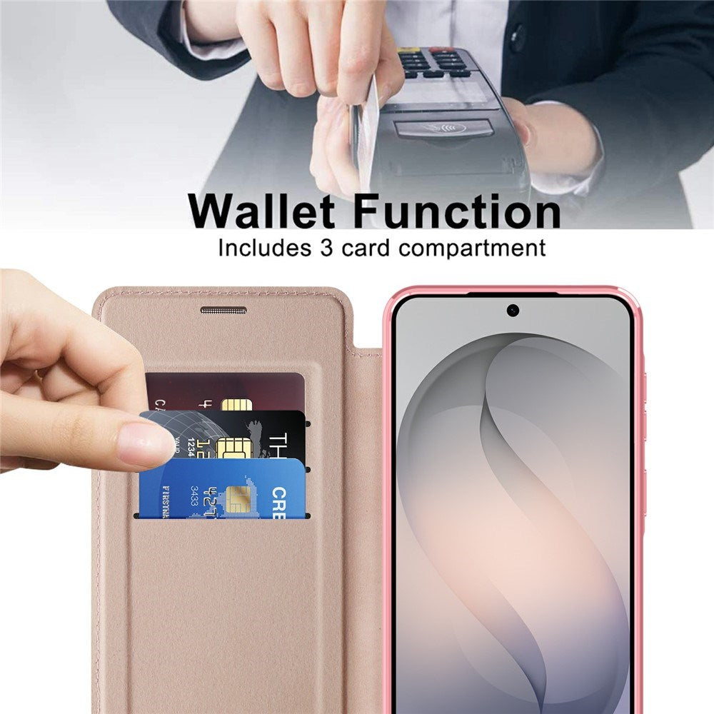 Samsung Galaxy S26 FE EIDERWOOD Flip Cover m. RFID Blokering og Kameralinsebeskyttelse - Lyserød / Gennemsigtig