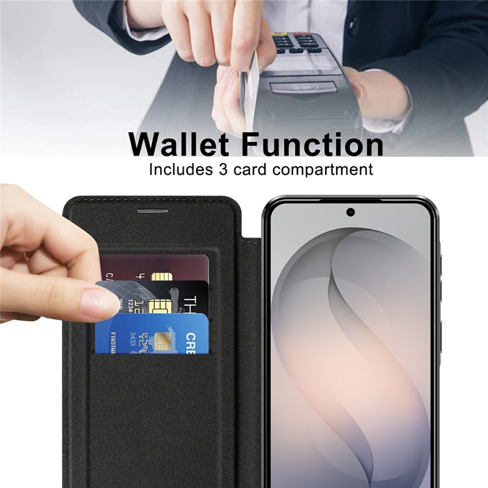 Samsung Galaxy S26 FE EIDERWOOD Flip Cover m. RFID Blokering og Kameralinsebeskyttelse - Sort / Gennemsigtig