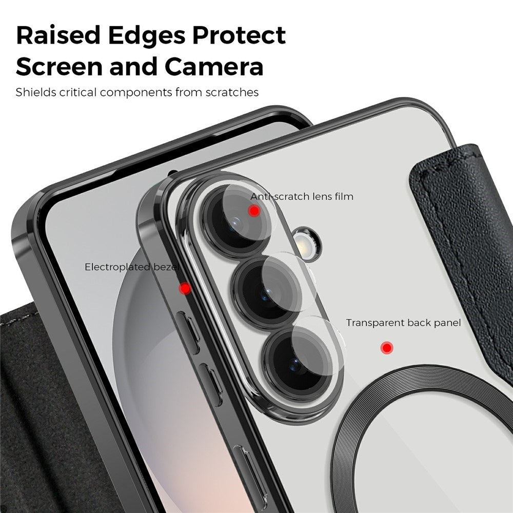 Samsung Galaxy S26 FE EIDERWOOD Flip Cover m. RFID Blokering og Kameralinsebeskyttelse - Sort / Gennemsigtig