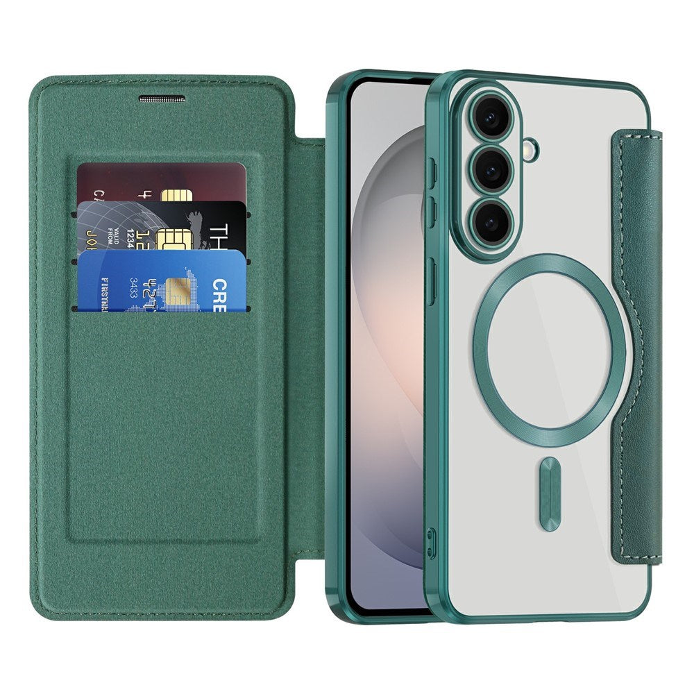 Samsung Galaxy S26 FE EIDERWOOD Flip Cover m. RFID Blokering og Kameralinsebeskyttelse - Grøn / Gennemsigtig