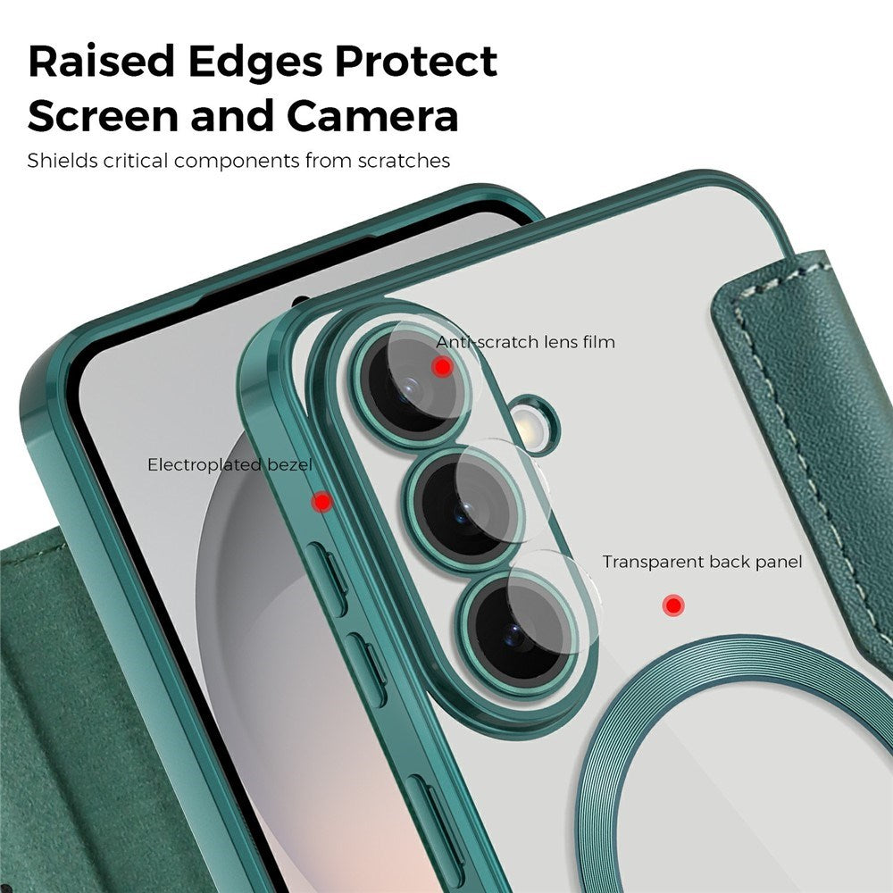 Samsung Galaxy S26 FE EIDERWOOD Flip Cover m. RFID Blokering og Kameralinsebeskyttelse - Grøn / Gennemsigtig