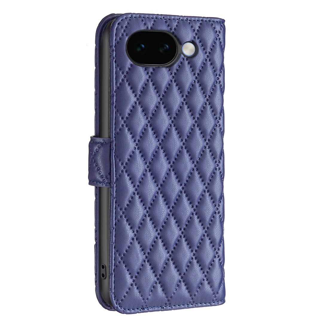 Google Pixel 11a EIDERWOOD Tekstureret Kunstlæder Flip Cover m. Kortholder & Ståfunktion - Blå