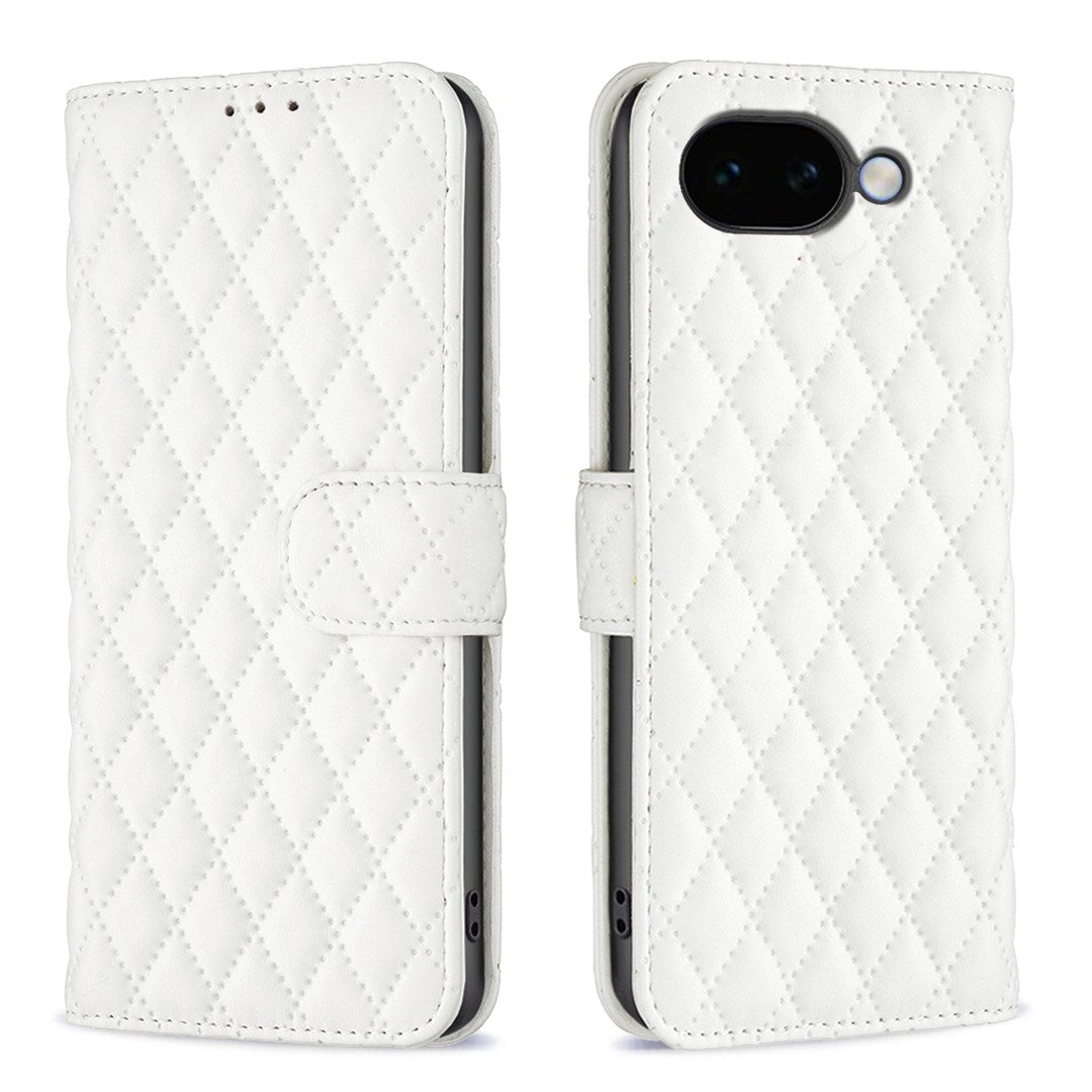 Google Pixel 11a EIDERWOOD Tekstureret Kunstlæder Flip Cover m. Kortholder & Ståfunktion - Hvid