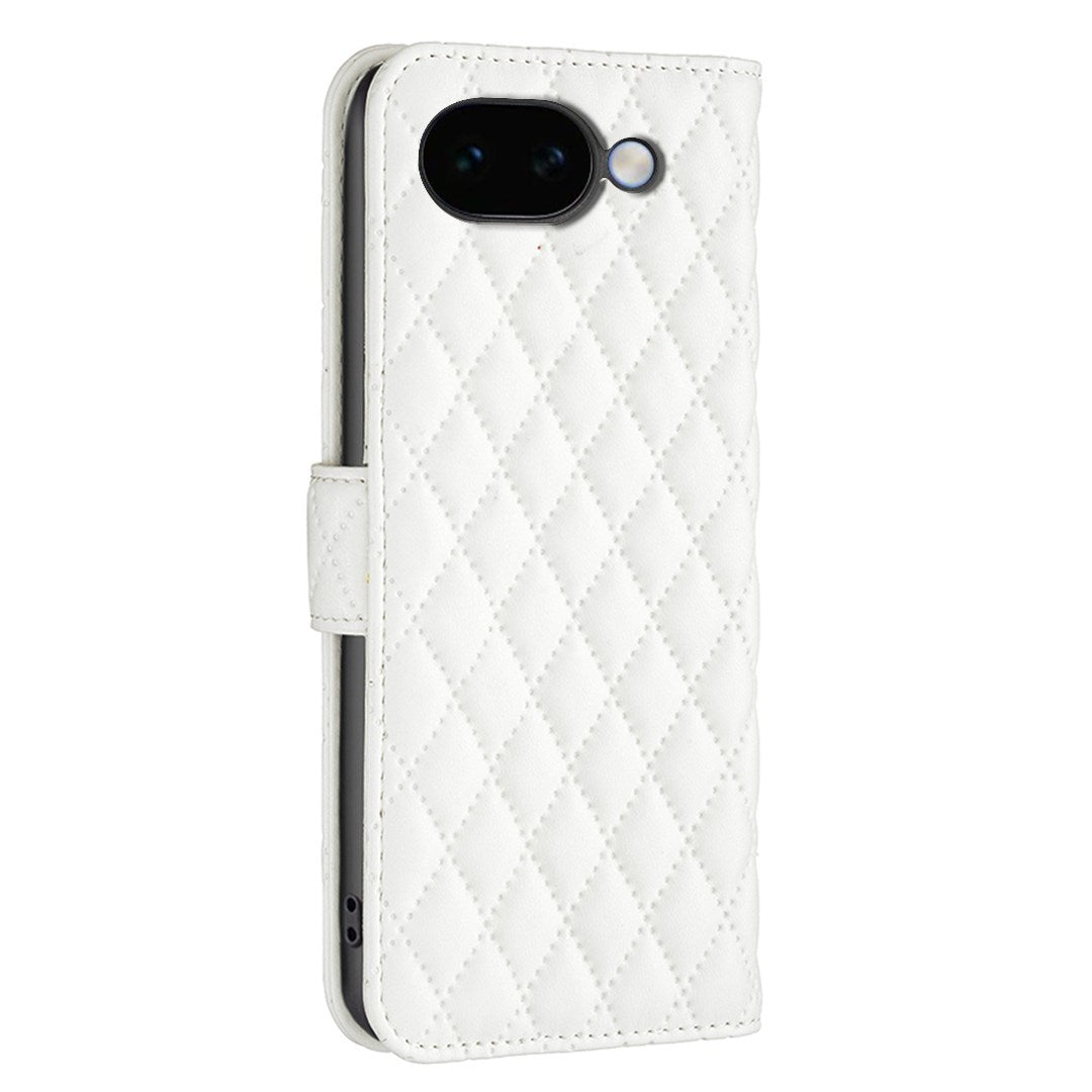 Google Pixel 11a EIDERWOOD Tekstureret Kunstlæder Flip Cover m. Kortholder & Ståfunktion - Hvid