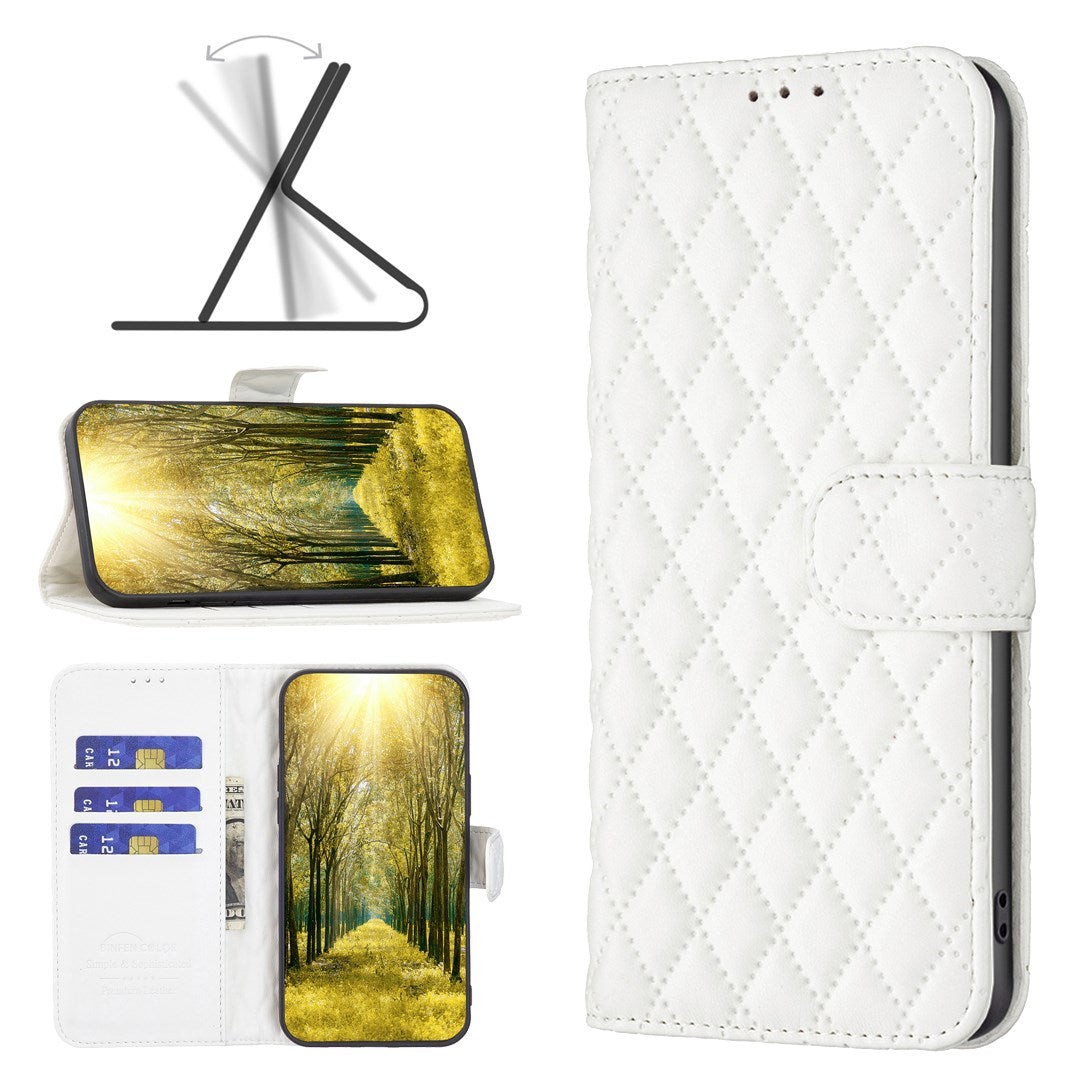 Google Pixel 11a EIDERWOOD Tekstureret Kunstlæder Flip Cover m. Kortholder & Ståfunktion - Hvid