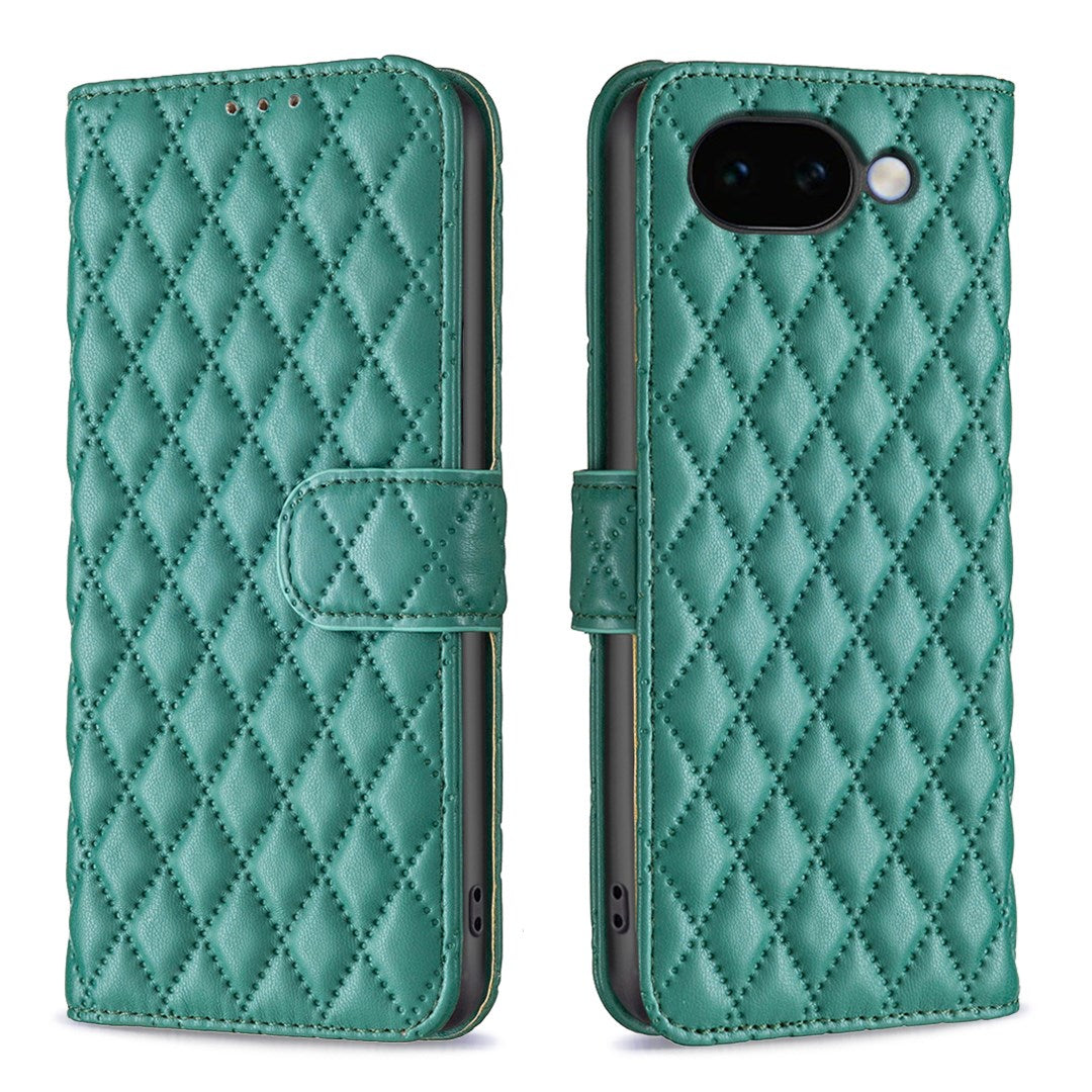 Google Pixel 11a EIDERWOOD Tekstureret Kunstlæder Flip Cover m. Kortholder & Ståfunktion - Grøn