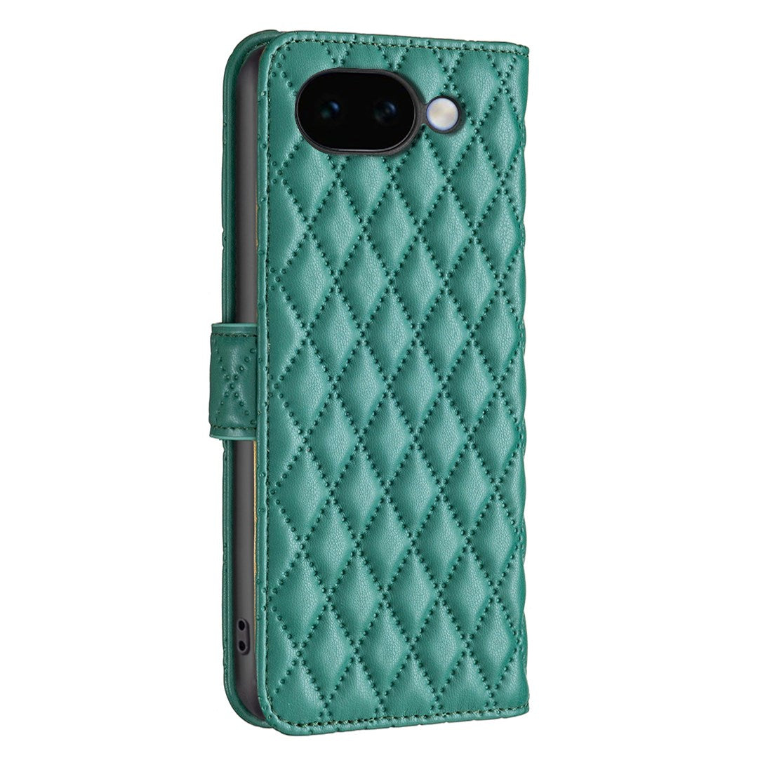 Google Pixel 11a EIDERWOOD Tekstureret Kunstlæder Flip Cover m. Kortholder & Ståfunktion - Grøn