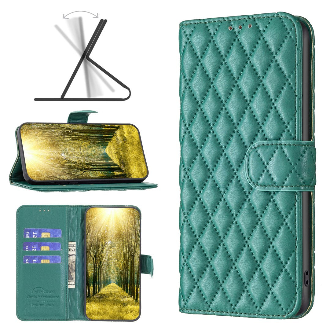 Google Pixel 11a EIDERWOOD Tekstureret Kunstlæder Flip Cover m. Kortholder & Ståfunktion - Grøn