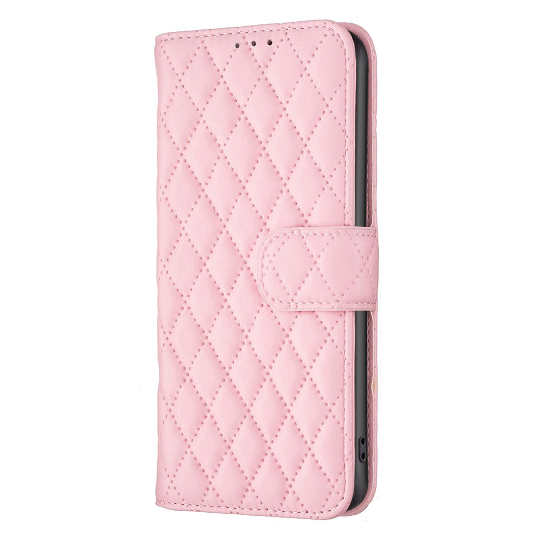 Google Pixel 11a EIDERWOOD Tekstureret Kunstlæder Flip Cover m. Kortholder & Ståfunktion - Lyserød