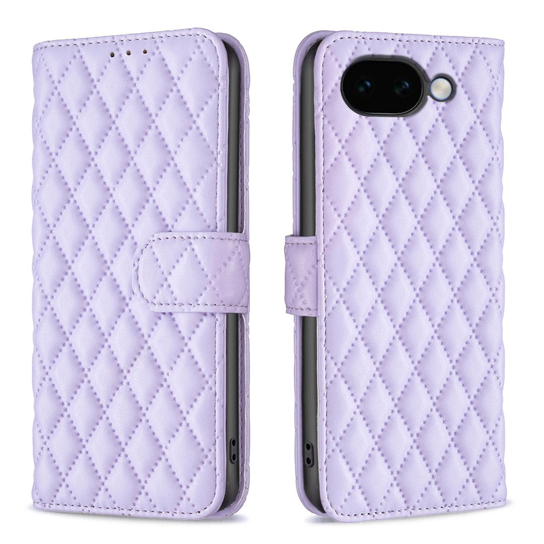 Google Pixel 11a EIDERWOOD Tekstureret Kunstlæder Flip Cover m. Kortholder & Ståfunktion - Lilla