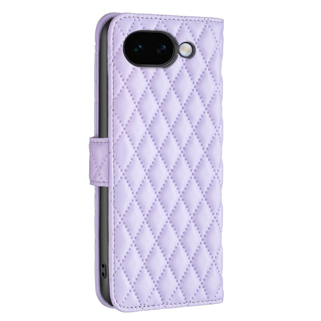 Google Pixel 11a EIDERWOOD Tekstureret Kunstlæder Flip Cover m. Kortholder & Ståfunktion - Lilla