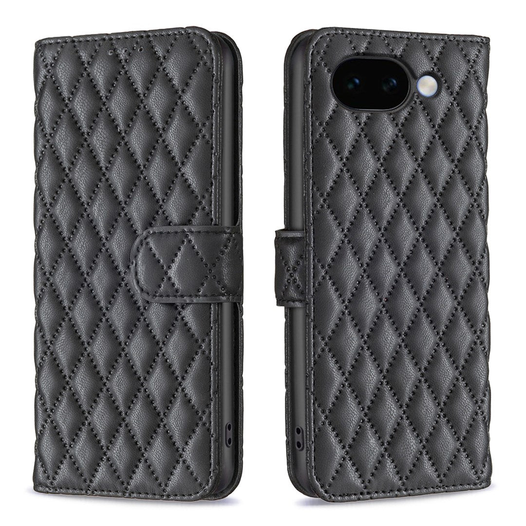 Google Pixel 11a EIDERWOOD Tekstureret Kunstlæder Flip Cover m. Kortholder & Ståfunktion - Sort