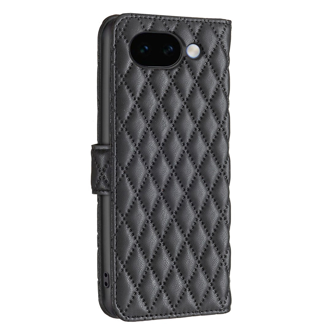 Google Pixel 11a EIDERWOOD Tekstureret Kunstlæder Flip Cover m. Kortholder & Ståfunktion - Sort
