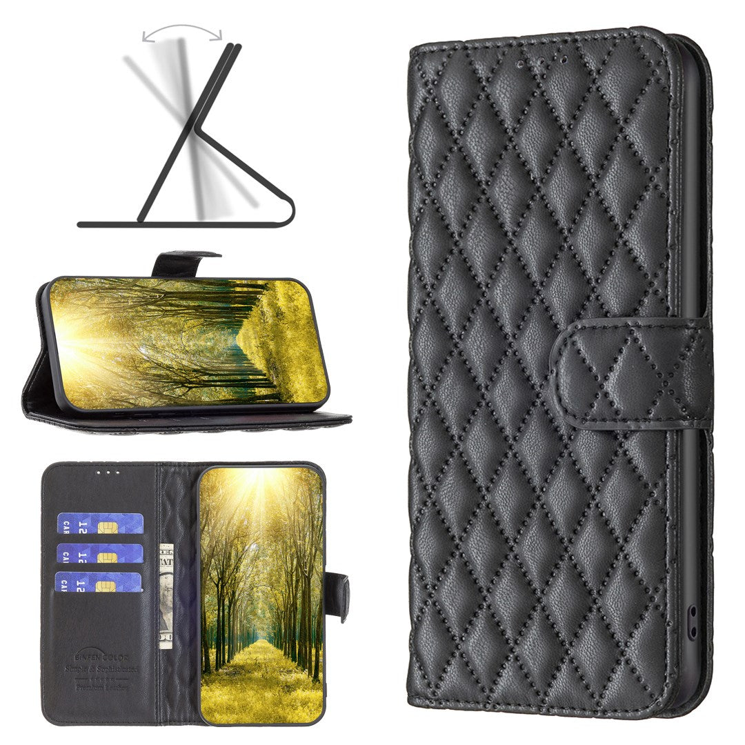 Google Pixel 11a EIDERWOOD Tekstureret Kunstlæder Flip Cover m. Kortholder & Ståfunktion - Sort