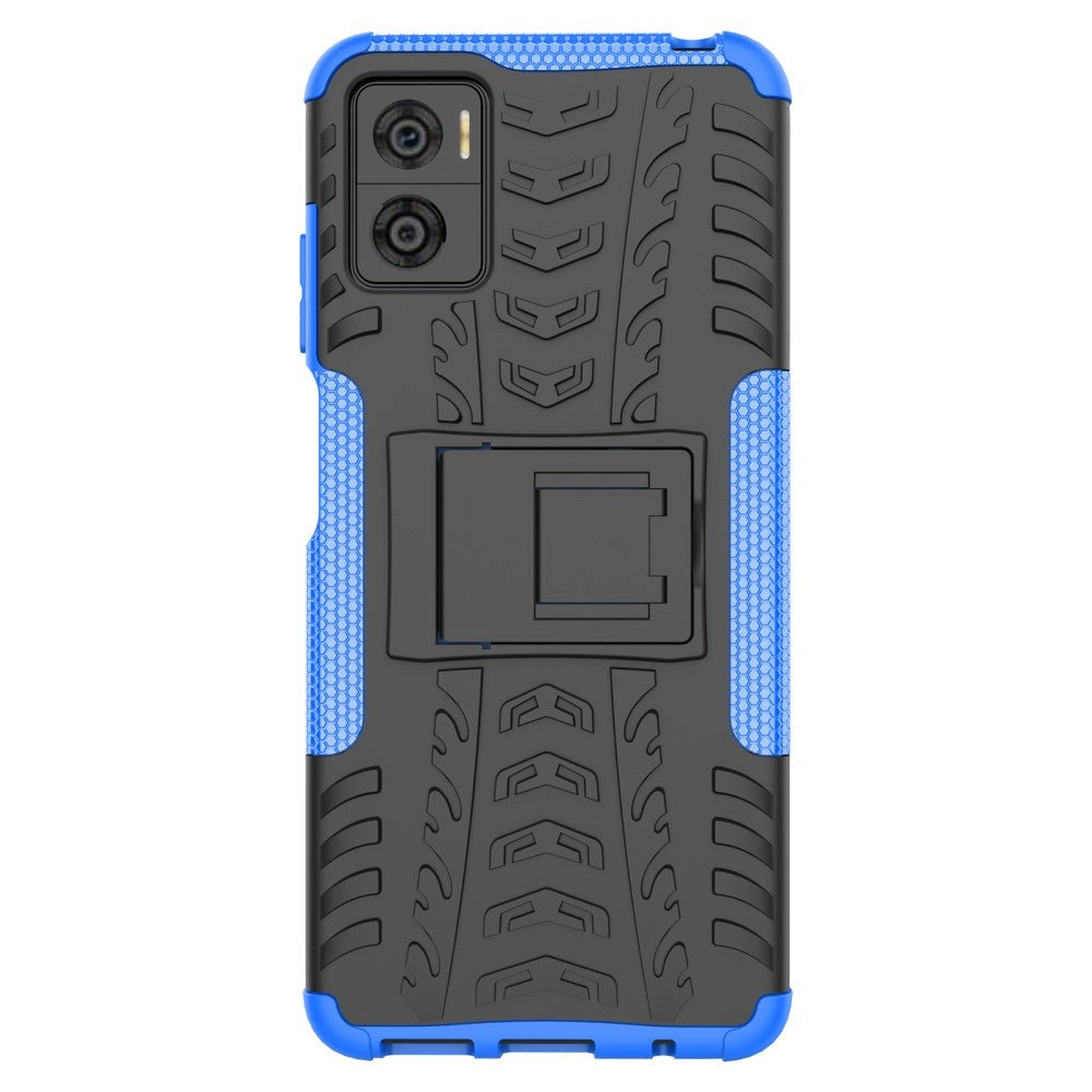 Motorola Moto E22 Cool Tyre Håndværker Cover m. Stander - Sort / Blå