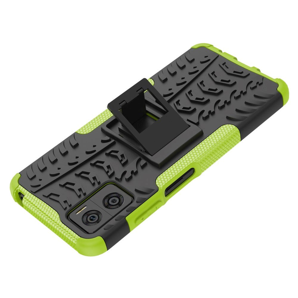 Motorola Moto E22 Cool Tyre Håndværker Cover m. Stander - Sort / Grøn