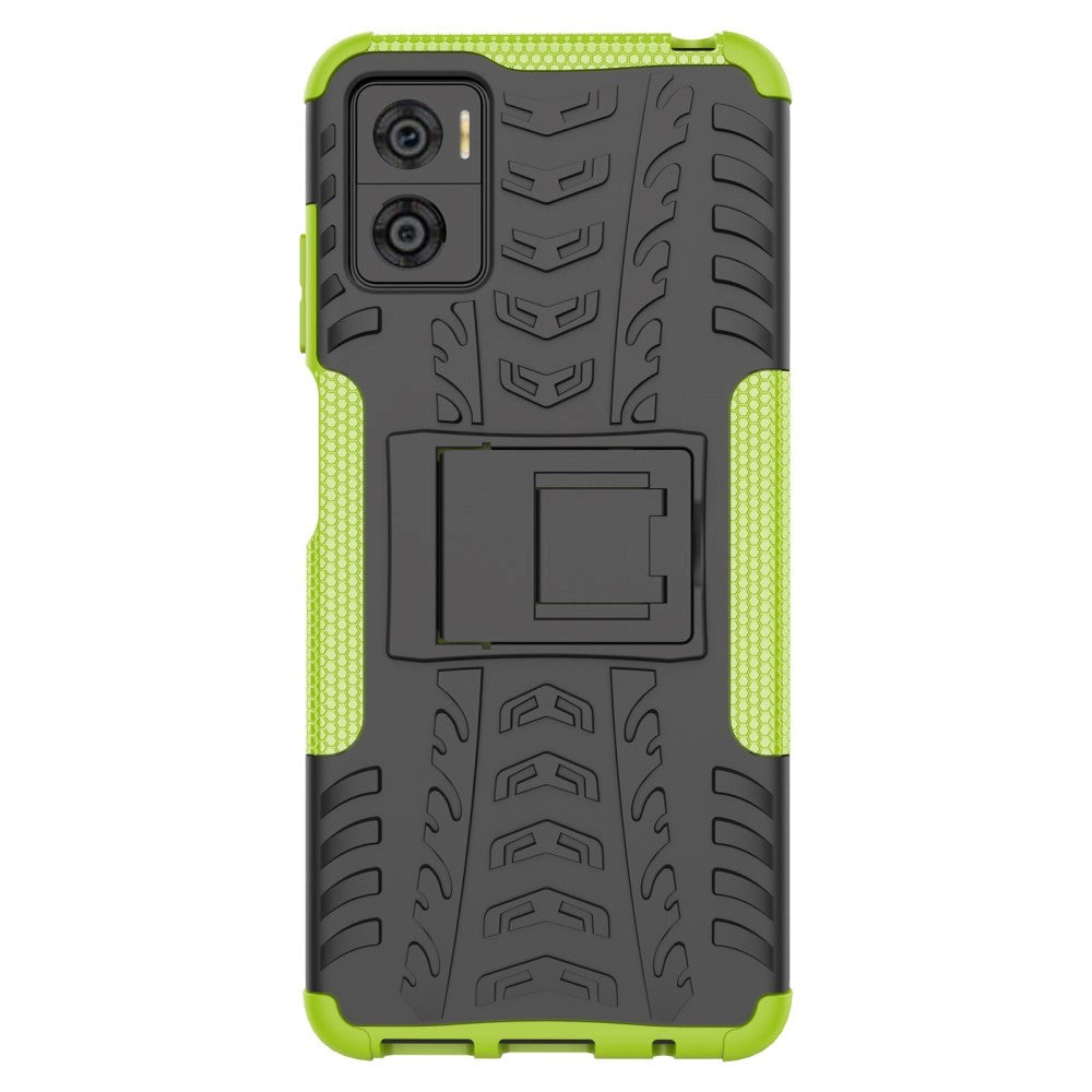 Motorola Moto E22 Cool Tyre Håndværker Cover m. Stander - Sort / Grøn