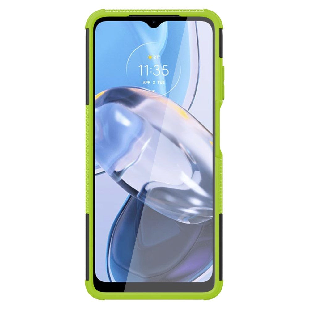 Motorola Moto E22 Cool Tyre Håndværker Cover m. Stander - Sort / Grøn