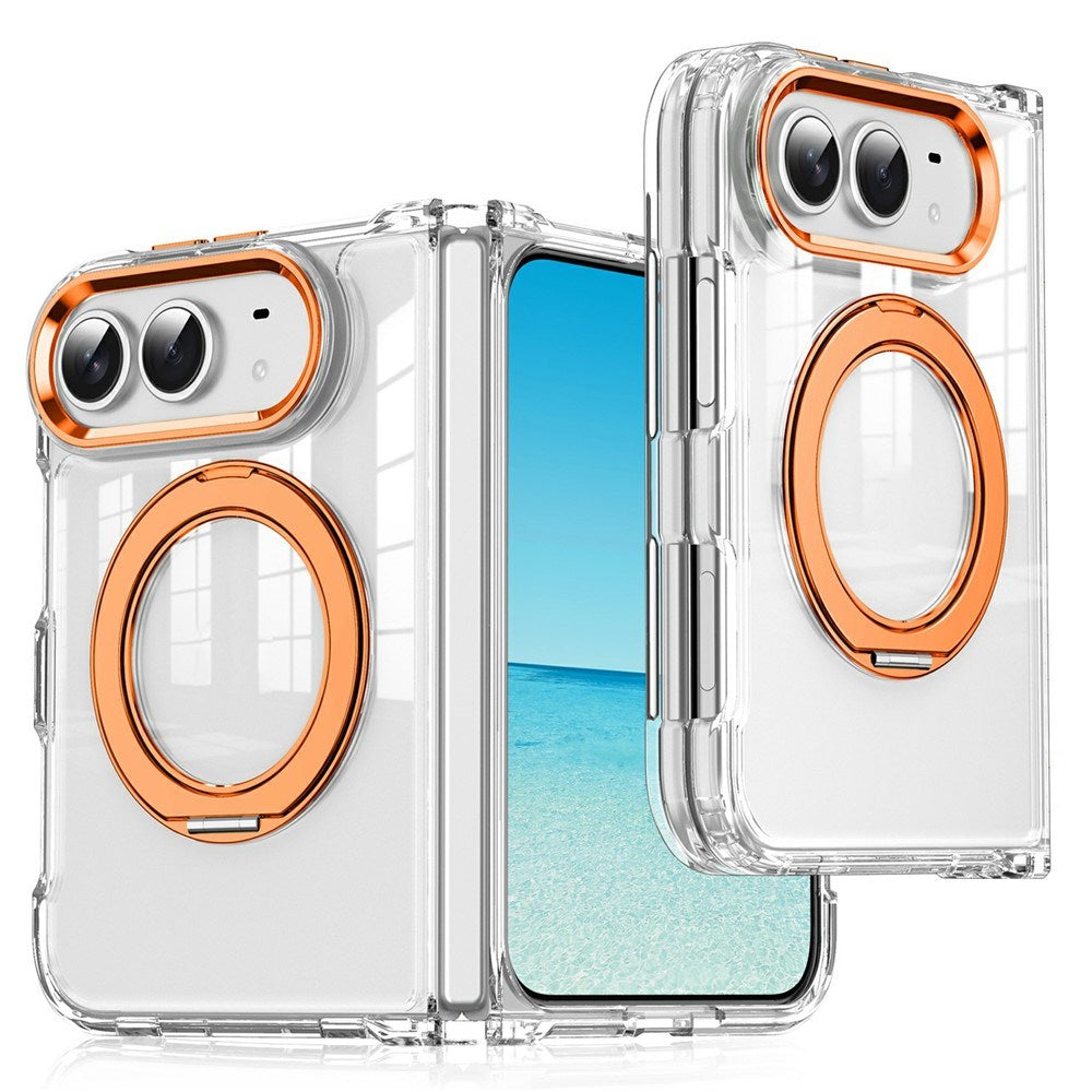 iPhone Fold EIDERWOOD Hybrid Cover m. Kickstand - MagSafe Kompatibel - Gennemsigtig / Orange