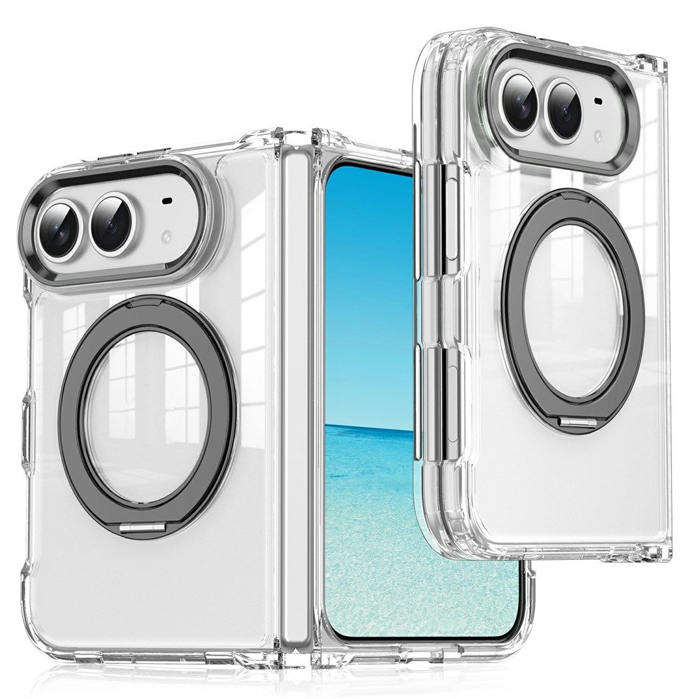 iPhone Fold EIDERWOOD Hybrid Cover m. Kickstand - MagSafe Kompatibel - Gennemsigtig / Sort