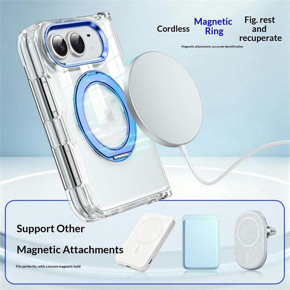 iPhone Fold EIDERWOOD Hybrid Cover m. Kickstand - MagSafe Kompatibel - Gennemsigtig / Sølv