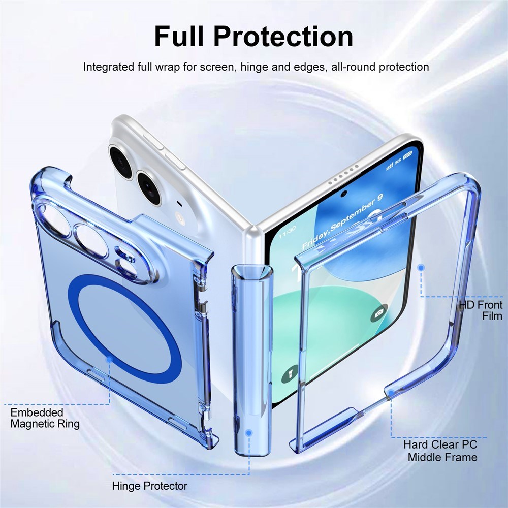 iPhone Fold EIDERWOOD Hybrid Cover m. Skærmbeskyttelse - MagSafe Kompatibel - Gennemsigtig / Blå