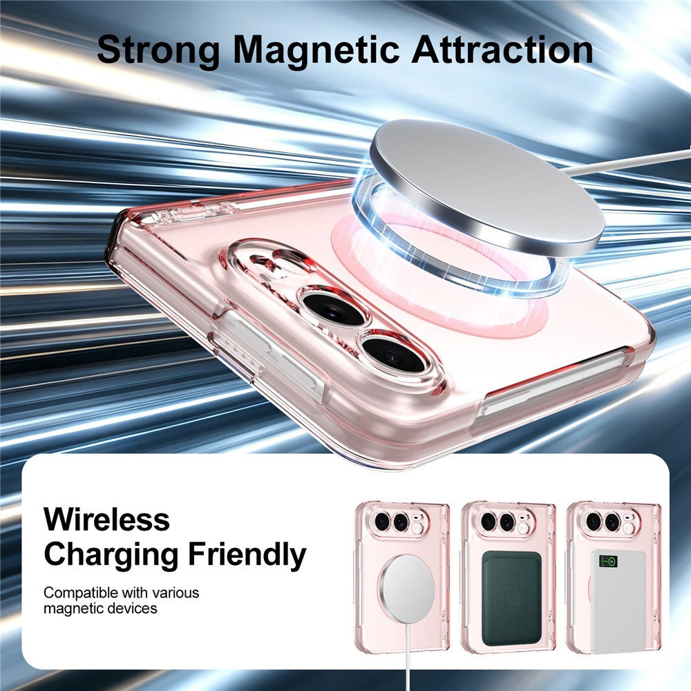 iPhone Fold EIDERWOOD Hybrid Cover m. Skærmbeskyttelse - MagSafe Kompatibel - Gennemsigtig / Lyserød