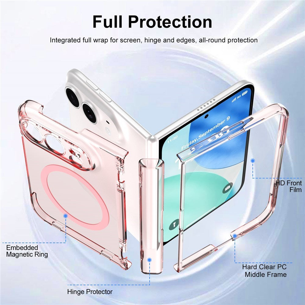 iPhone Fold EIDERWOOD Hybrid Cover m. Skærmbeskyttelse - MagSafe Kompatibel - Gennemsigtig / Lyserød