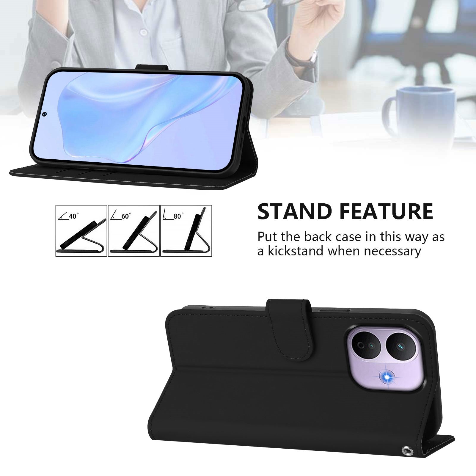 Xiaomi Redmi Note 17 Pro (5G) EIDERWOOD Kunstlæder Flip Cover m. Strop - Sort