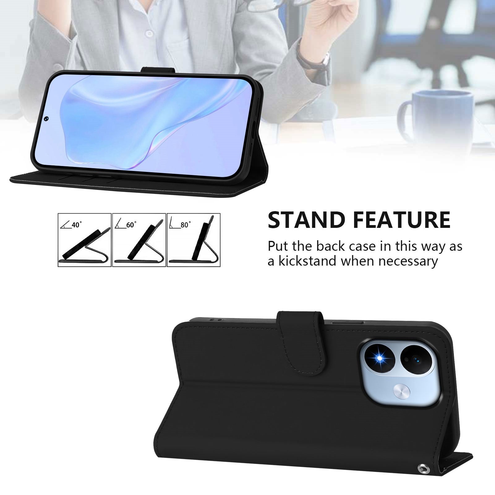 Xiaomi Redmi Note 17 (5G) EIDERWOOD Kunstlæder Flip Cover m. Strop - Sort