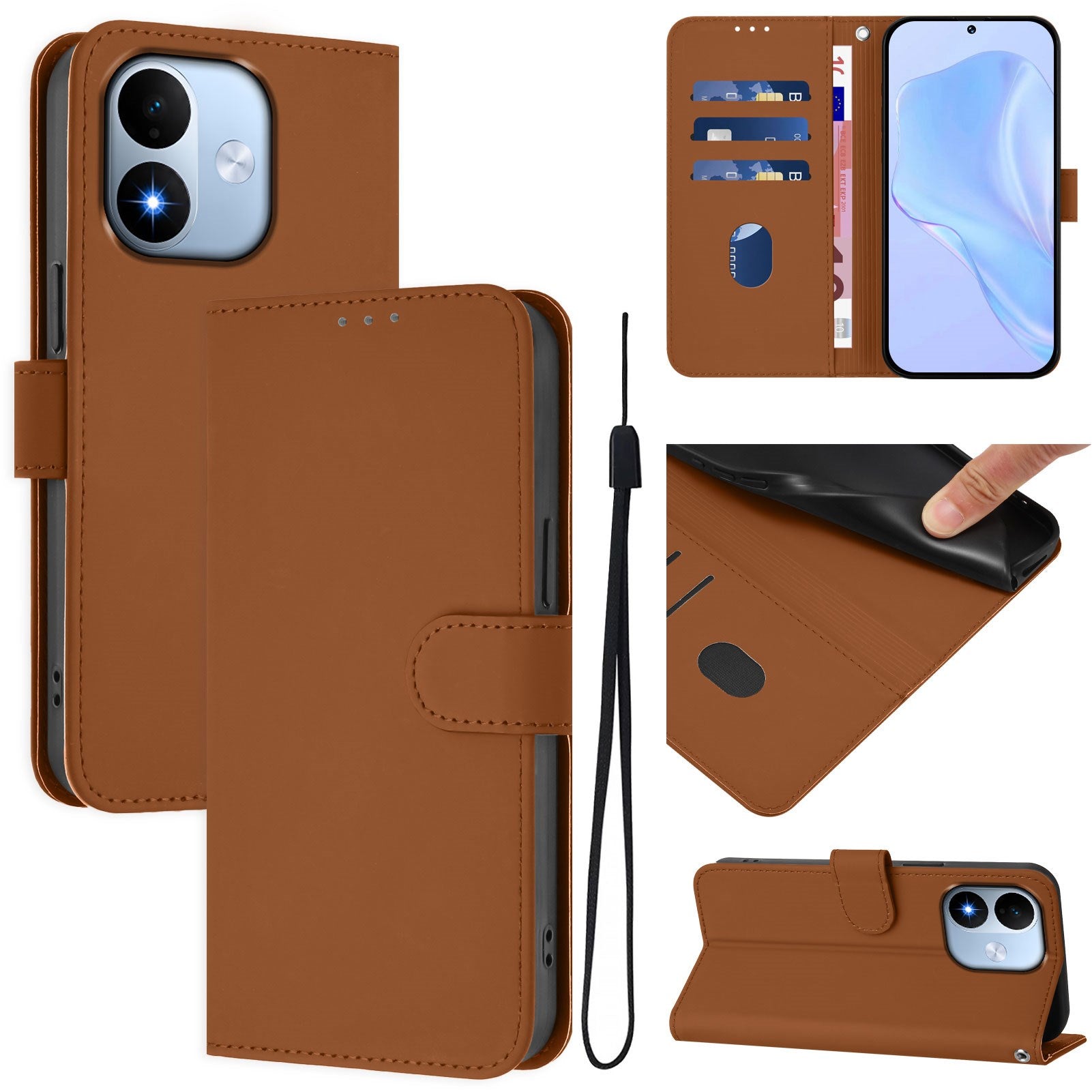 Xiaomi Redmi Note 17 (5G) EIDERWOOD Kunstlæder Flip Cover m. Strop - Brun