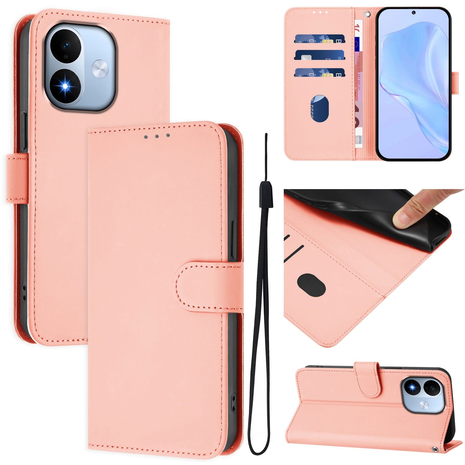Xiaomi Redmi Note 17 (5G) EIDERWOOD Kunstlæder Flip Cover m. Strop - Lyserød