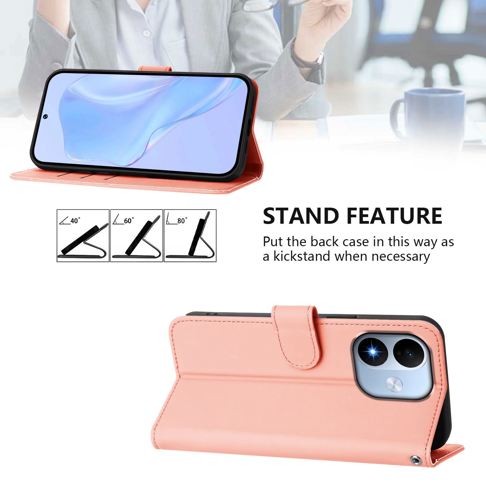 Xiaomi Redmi Note 17 (5G) EIDERWOOD Kunstlæder Flip Cover m. Strop - Lyserød
